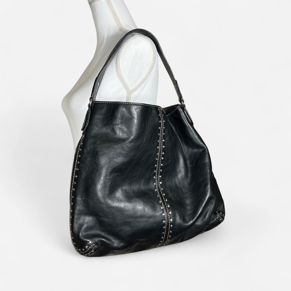 Michael Kors Studded Leather Hobo Bag Large Silver Hardware